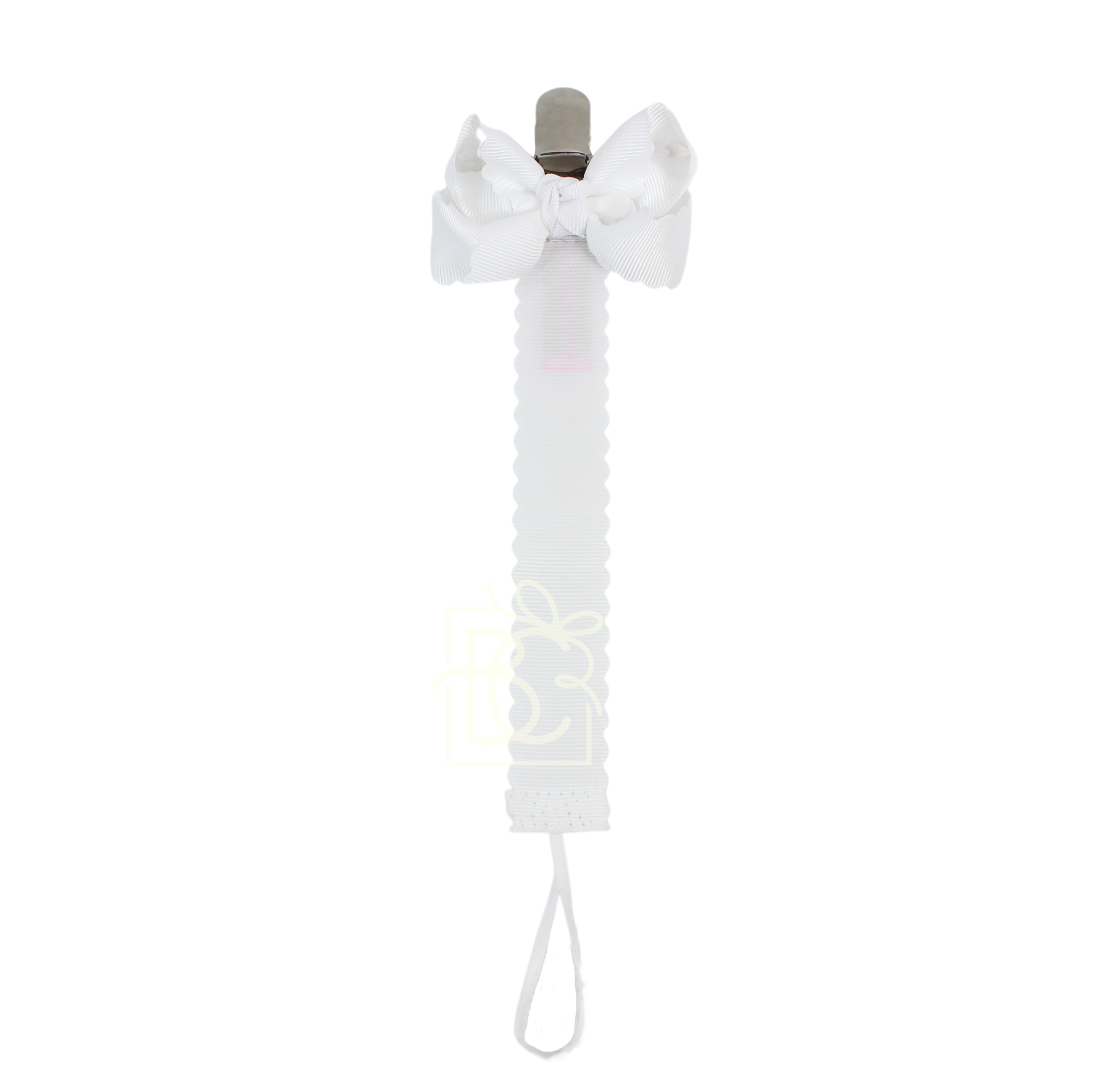 Scalloped Grosgrain Pacifier Clip w/ Detachable Bow