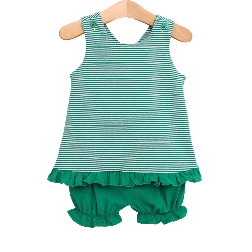 Green Stripe- Swing Back Bloomer Set