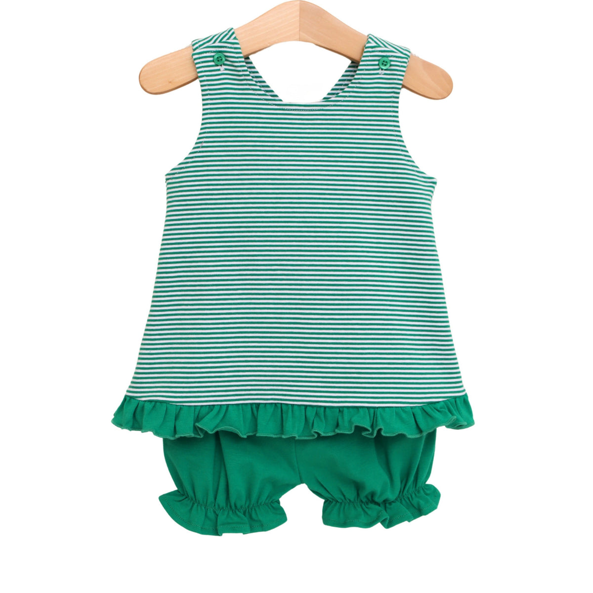 Green Stripe- Swing Back Bloomer Set