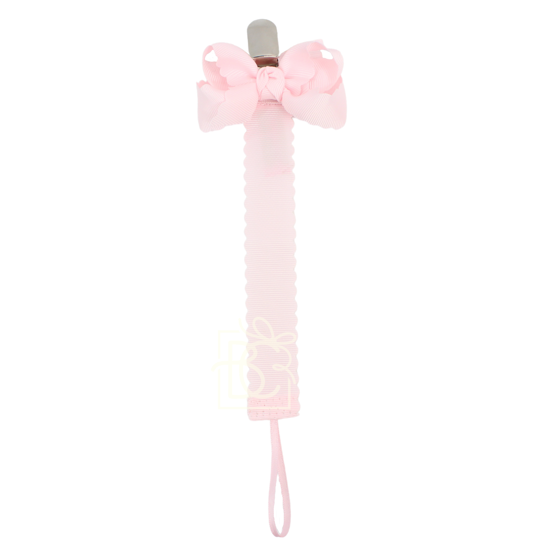 Scalloped Grosgrain Pacifier Clip w/ Detachable Bow
