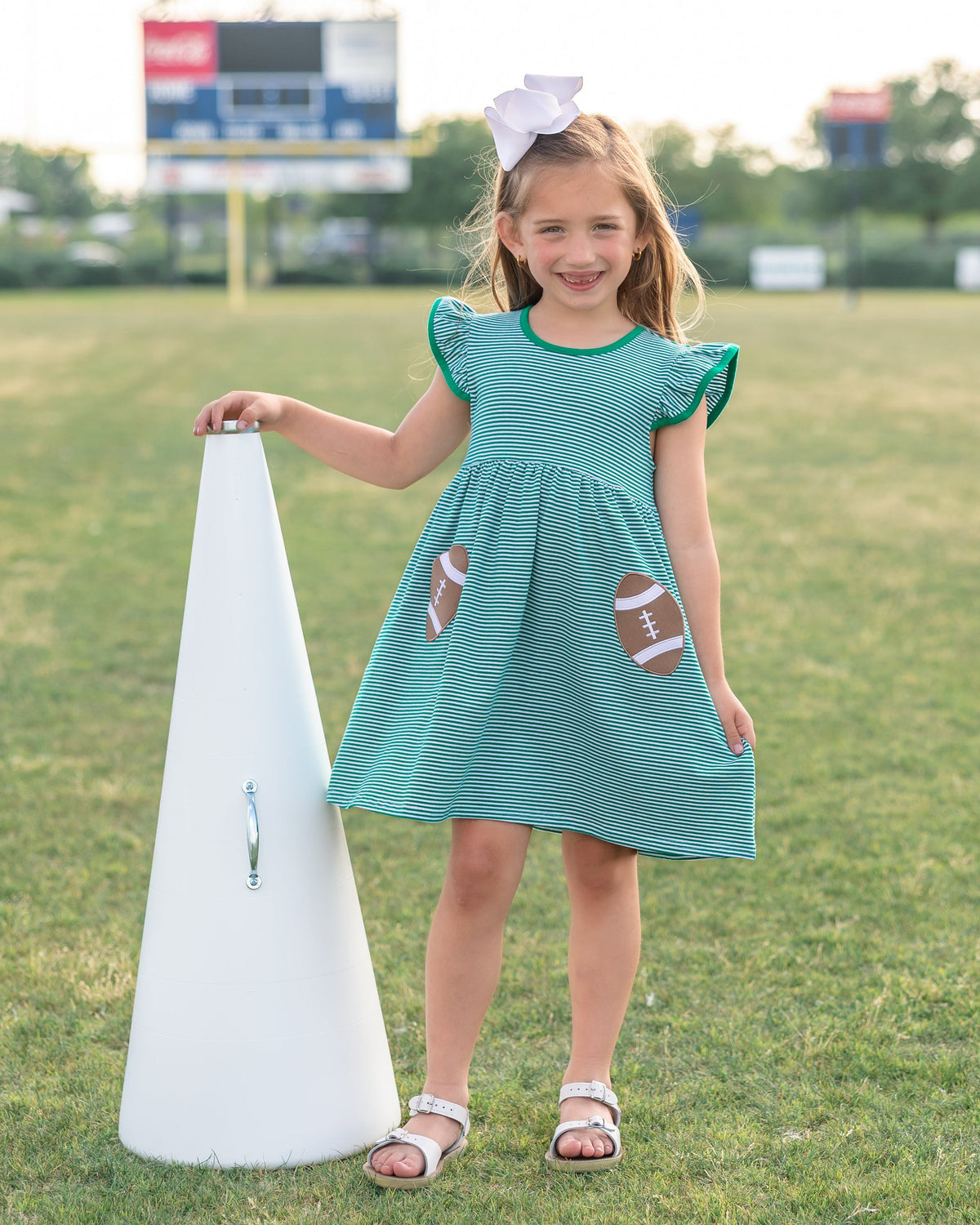Green Stripe- Football Pocket Dress