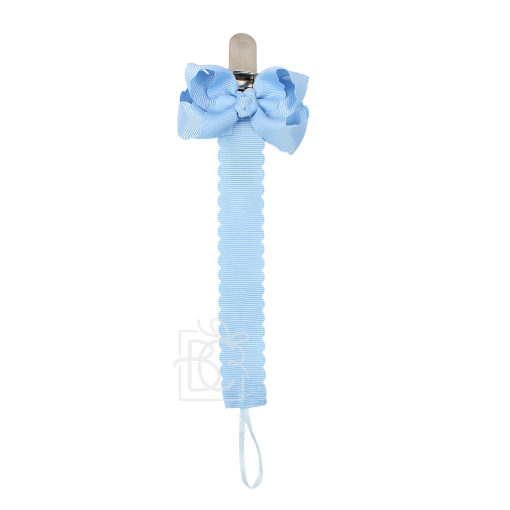 Scalloped Grosgrain Pacifier Clip w/ Detachable Bow