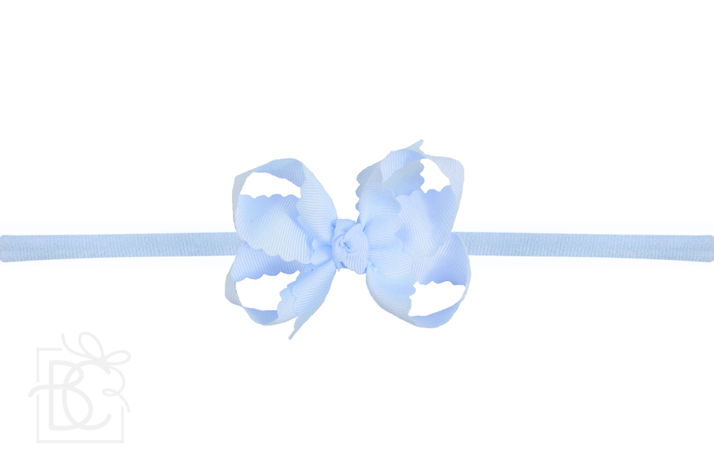 NYLON PANTYHOSE HEADBAND W/ SCALLOPED EDGE BOW