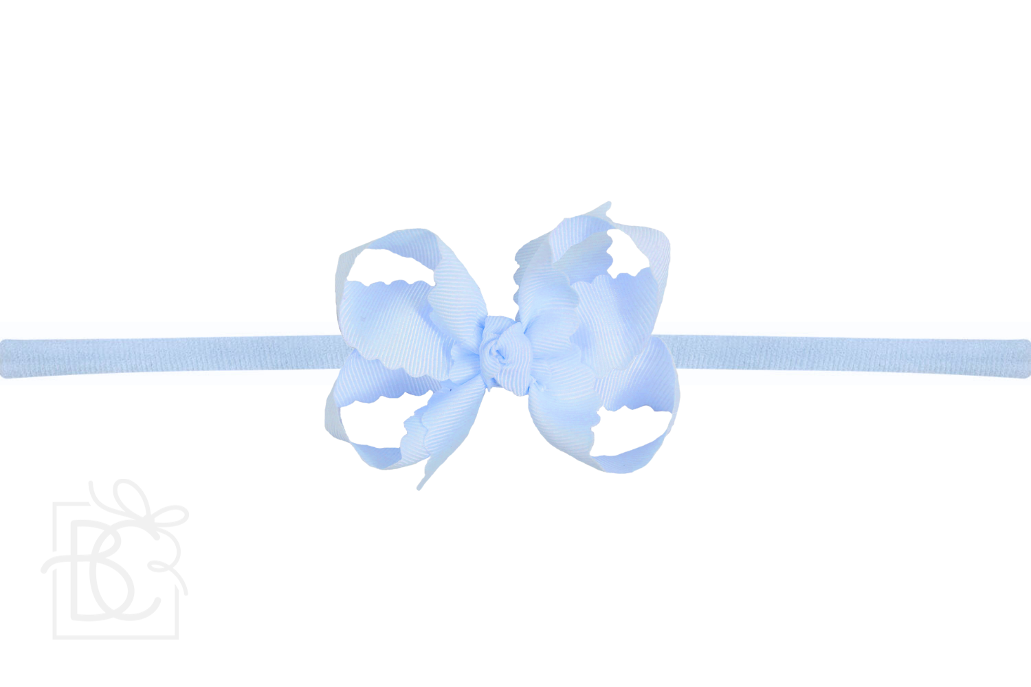 NYLON PANTYHOSE HEADBAND W/ SCALLOPED EDGE BOW