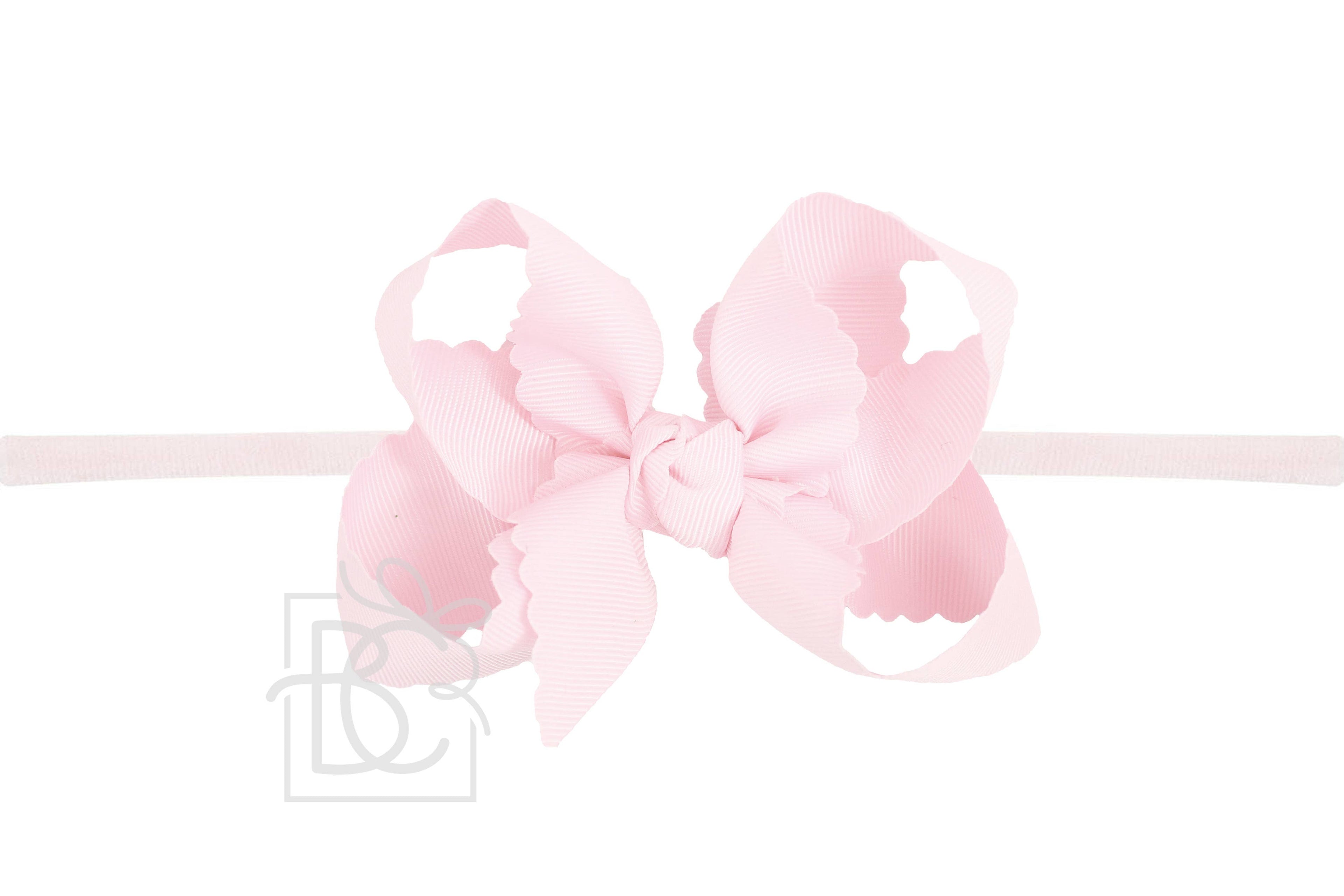 NYLON PANTYHOSE HEADBAND W/ SCALLOPED EDGE BOW