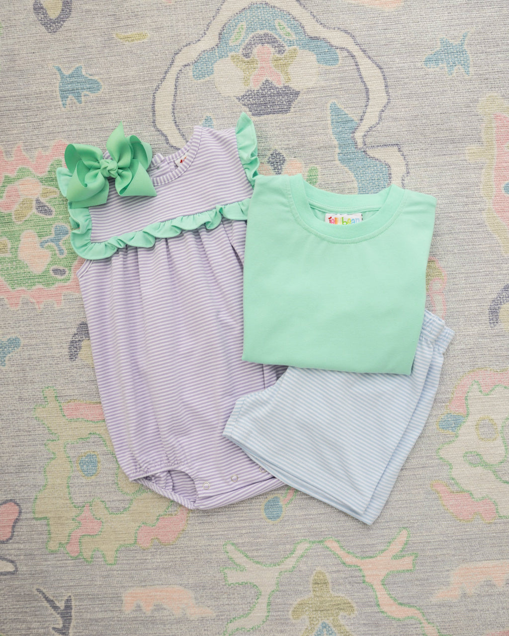 Drew Shorts Set- Mint/Light Blue