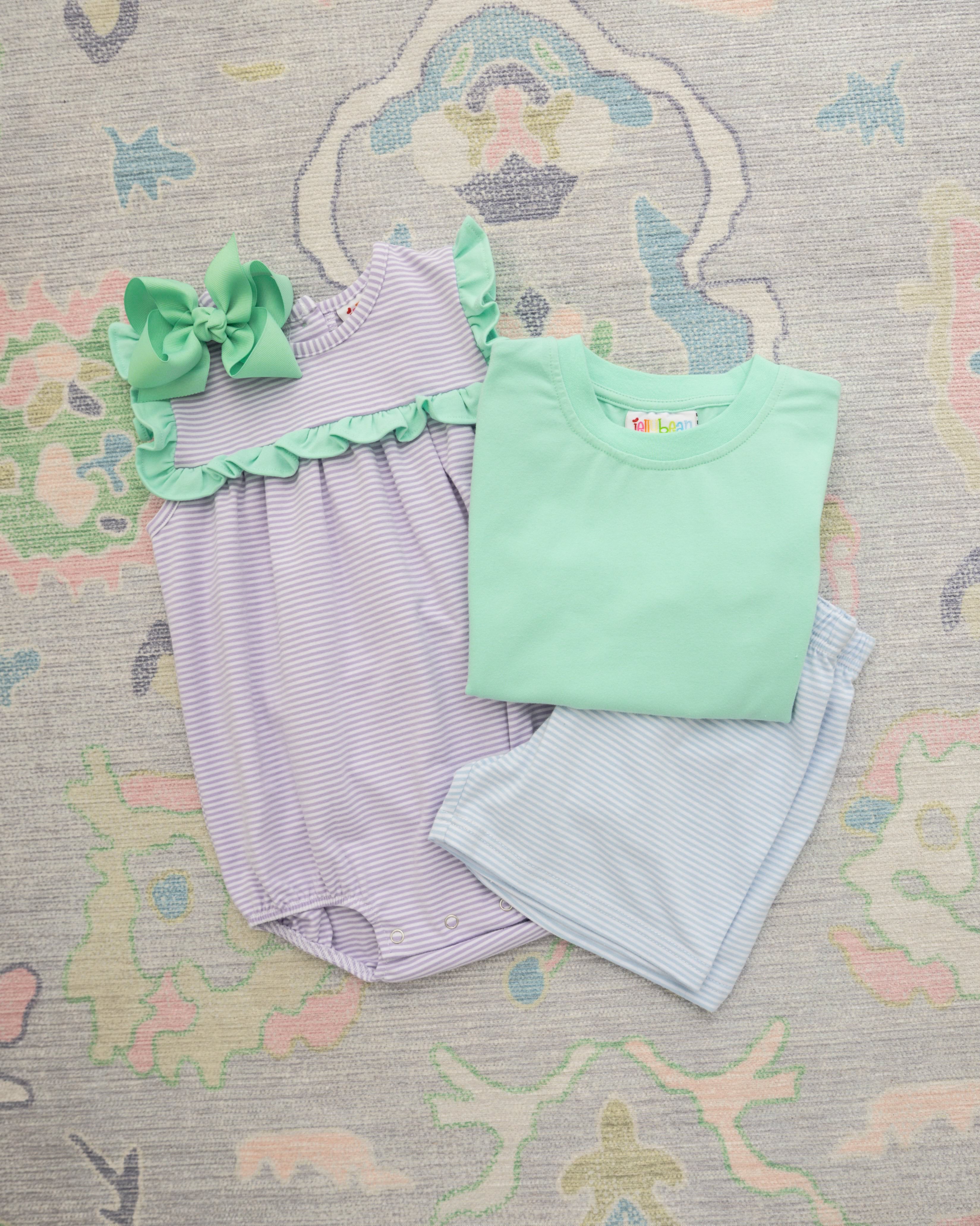 Drew Shorts Set- Mint/Light Blue
