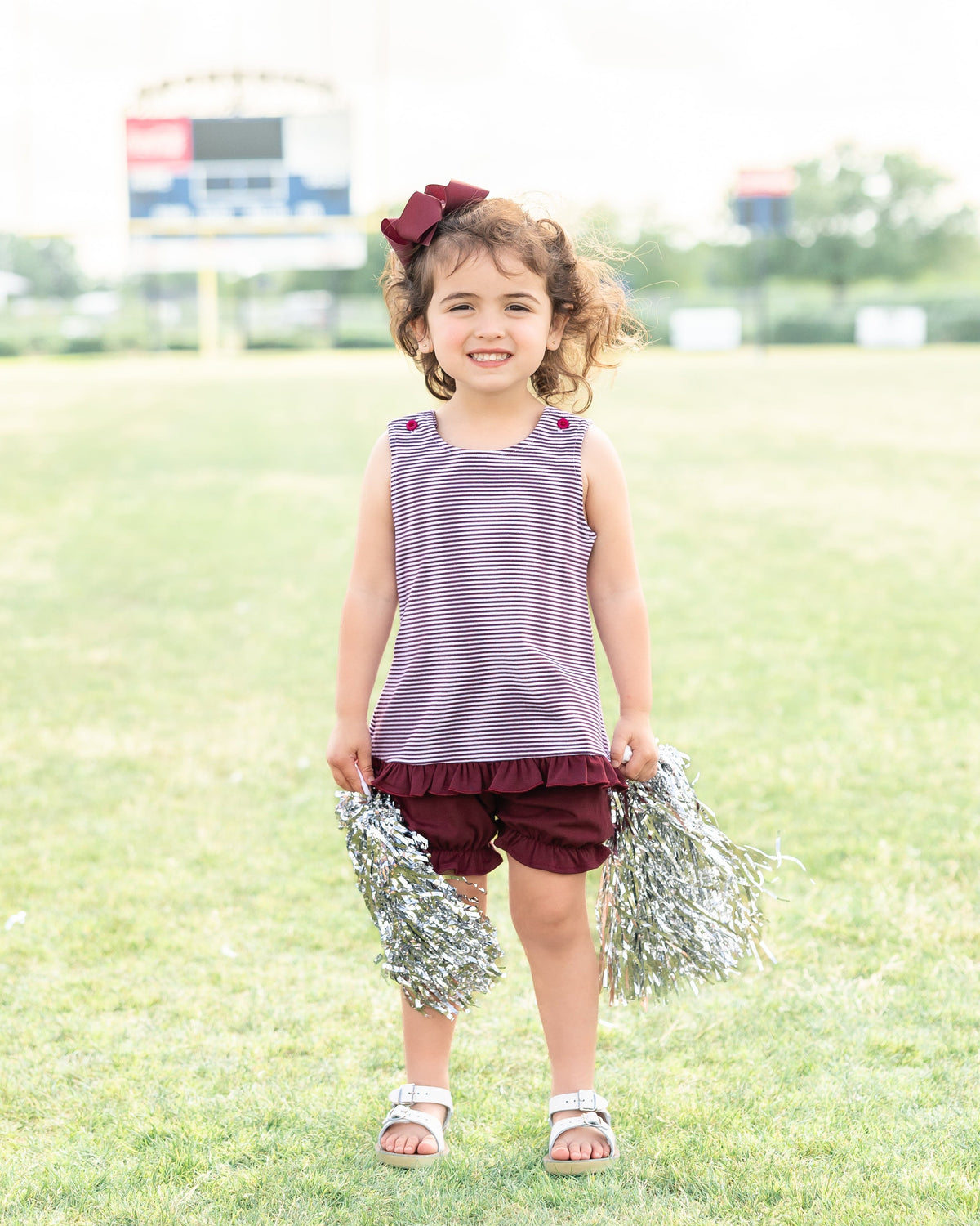 Maroon Stripe- Swing Back Bloomer Set
