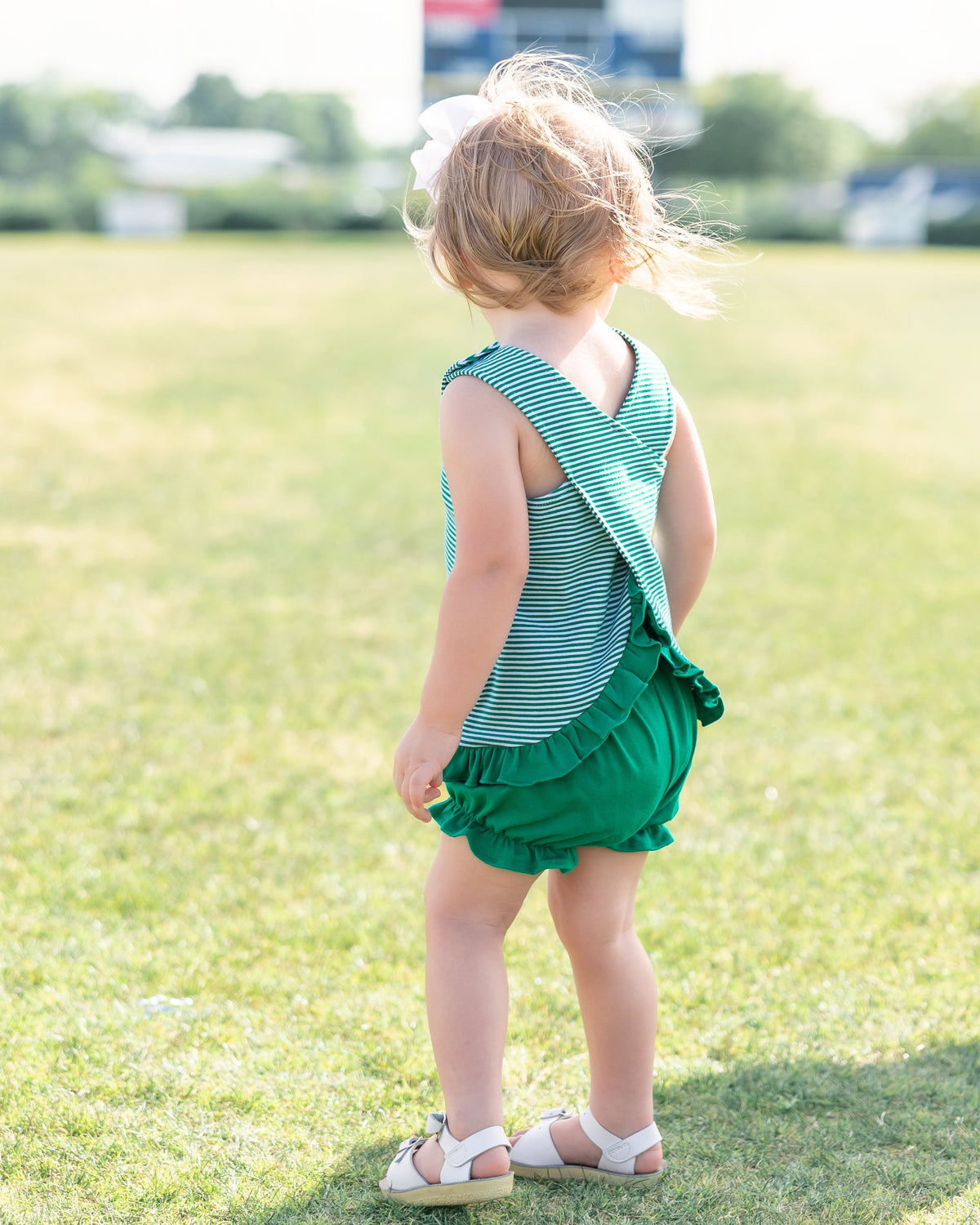 Green Stripe- Swing Back Bloomer Set