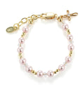 Pink Pearls Cross Charm Bracelet