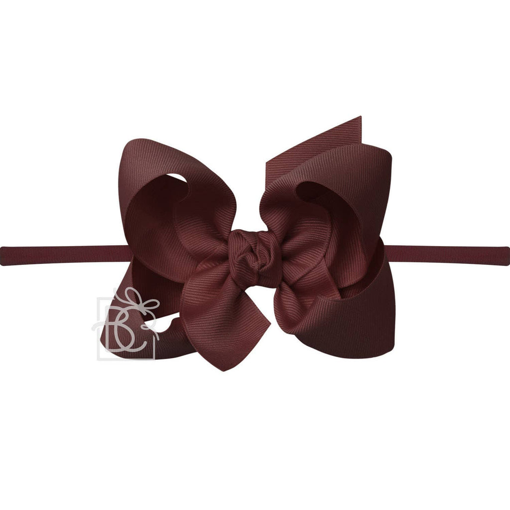1/4" NYLON PANTYHOSE HEADBAND W/SIGNATURE GROSGRAIN BOW