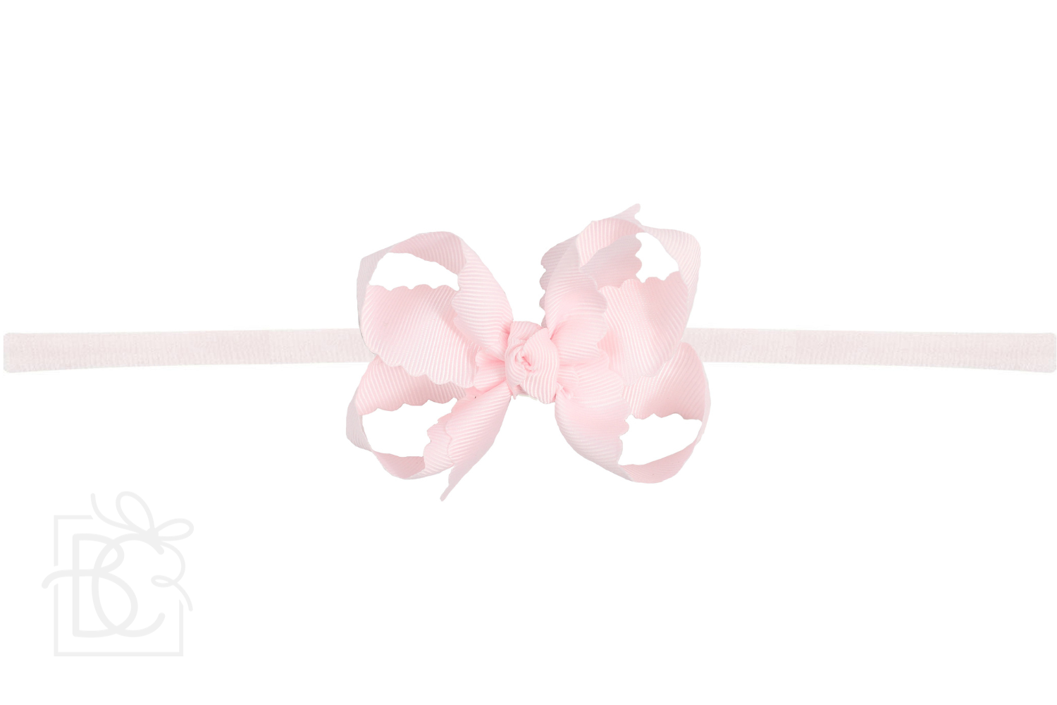 NYLON PANTYHOSE HEADBAND W/ SCALLOPED EDGE BOW